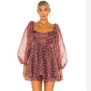 Selkie The Princess Dress Crimson Darling Puff-Sleeve Women's Ditsy Floral Dress